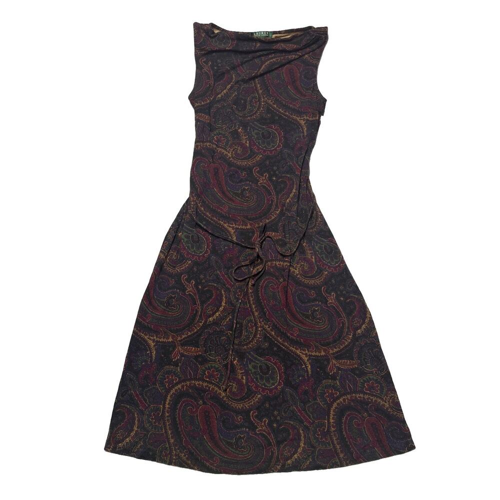 Lauren Ralph Lauren Paisley Stretch Fit Flare Dress Womens Small